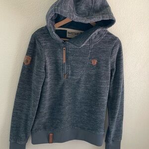 Naketano Brave New World women’s fleece half-zip pull over hoodie | size medium